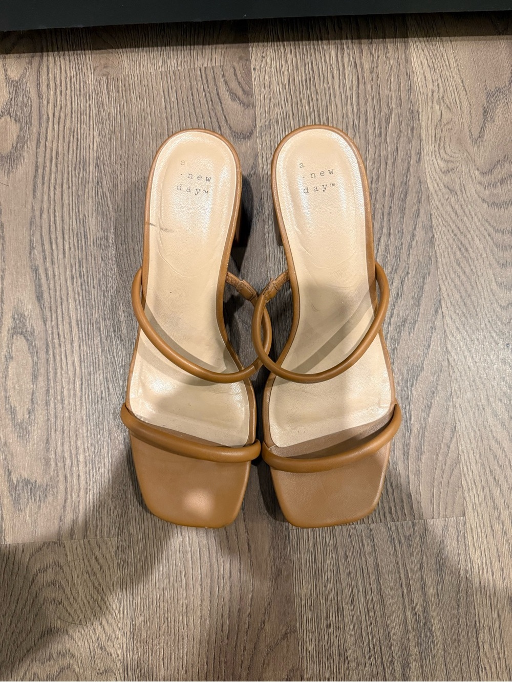 a new day Tan Strappy Square-Toe Slide Sandals